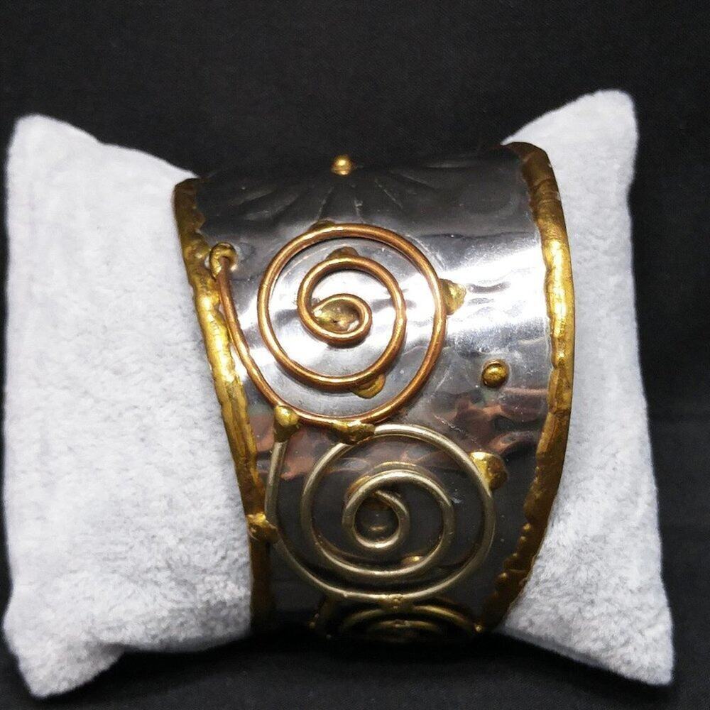Artisan Mixed Metal Handmade Cuff Bracelet, 6 3/8 Inches